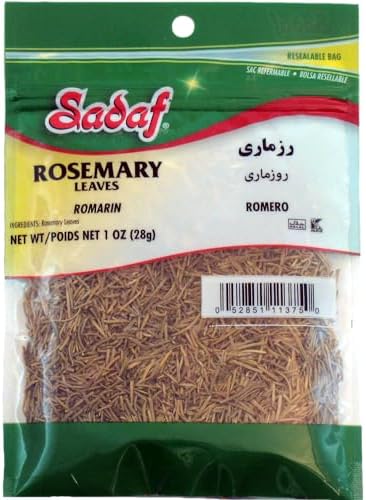 Sadaf Rosemary Leaves - Dried Rosemary Leaves for Cooking and Food Flavoring - Romero - Halal - Kosher - 1 Oz Resealable Bag