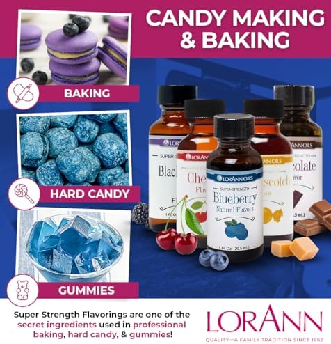 LorAnn Oils Super Strength Flavoring - Used For Candy Making, Flavoring Extracts, Baking, Hard Candy, and Flavor Oils - Bold, Natural Flavors 4X Stronger Than Extracts - Blueberry, 1 fl oz