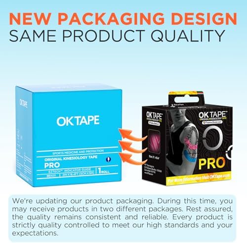 OK TAPE PRO Kinesiology Tape, 2inch x Long Roll 16ft Free Cut Tape, Elastic Athletic Tape Therapeutic Latex Free, Pink+White