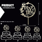 Mr & Mrs Cake Toppers - Engagement & Bridal Shower Cake Picks - Wooden Bride & Groom Decoration