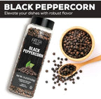 Fresh Finest Black Peppercorns 14.8oz - Premium Quality Whole Black Pepper - All-Natural, Non-GMO, Gluten-Free, Kosher - Perfect for Grinders, Cooking, and Seasoning