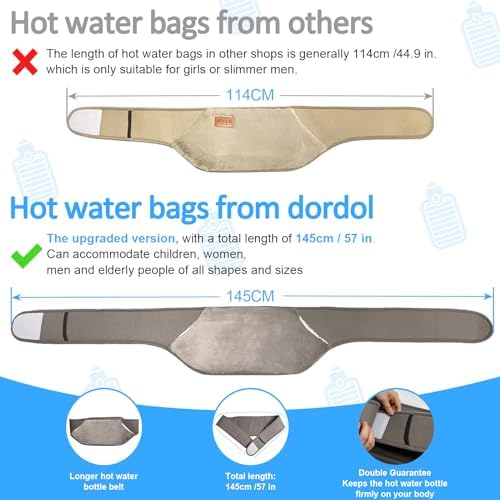 Hot Water Bottle Wearable, Wrap Around Hot Water Bottle Bottle Warmer with Longer Belt for Period Pain Relief Neck, Shoulder, Back, Legs,Waist Warm