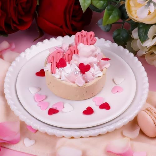Pink White & Red Heart Sprinkles for Cake Decorating, Valentines Sprinkles for Baking, Edible Heart Shaped Confetti for Cookies, Cupcakes & Ice Cream