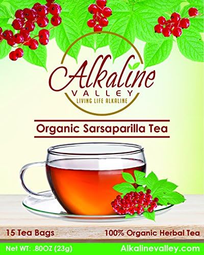 Sarsaparilla Tea - 100% Organic and Alkaline - 15 Unbleached/Chemical-Free Sarsaparilla Tea Bags - Caffeine-Free, No GMO