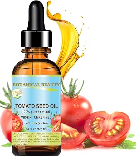 Botanical Beauty TOMATO SEED OIL 100% Pure Natural Virgin Unrefined Cold-pressed Carrier Oil for Face, Skin, Body, Hair, Lip, Nails. Rich in Vitamin E, Lycopene (0.33 Fl Oz)
