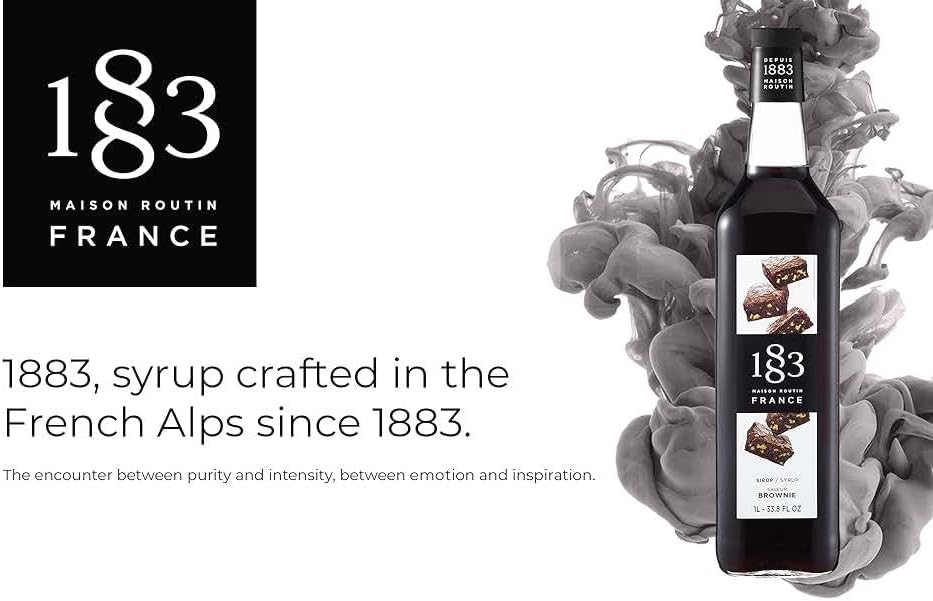 1883 Brownie Syrup for Drinks, Made in France, 1 Liter Glass Bottle
