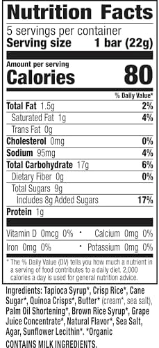 Annie's Organic Original Crispy Snack Bars, Gluten Free, 3.9 oz, 5 ct.