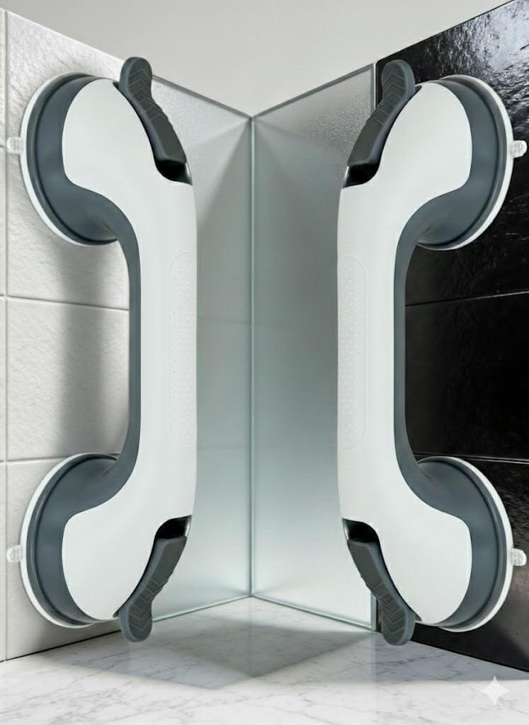 Shower Handles for Elderly Suction 2 Pack Grab Bars for Bathtubs and Showers, bar Safety 500 lbs Walls Handicap Heavy Duty Holder Hooks to Lift Large Tile Glass Suction Cups Tool Chair