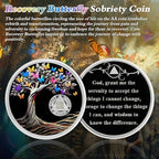 Delicate 23 Year Sobriety Coin - Recovery Butterfly Tree of Life AA Coins - 23 Year NA HA AA Chips and Medallions - 1-62 Years Living Clean Narcotics Alcoholics Anonymous Gifts for Men Women