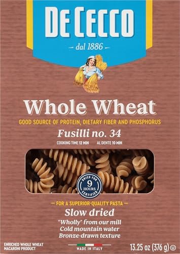 De Cecco Whole Wheat Pasta, Fusilli, 13.25 Ounce (Pack of 12) (VIP1034)