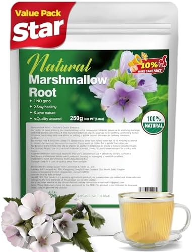 Premium Marshmallow Root Herb (8.8 oz / 250g) - High Mucilage Cut & Sifted Loose Leaf - Supports Digestive Wellness & Throat Comfort - Non-GMO & Non-Irradiated Value Pack