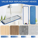 12 Pack Replacement Microfiber Pad - Thick - Universal Commercial 17-18 Inch Mop Head- Heavy Duty - Wet & Dry Commercial Cleaning Refills Reusable Mop Refills Fit for Most Microfiber Flat Mop System