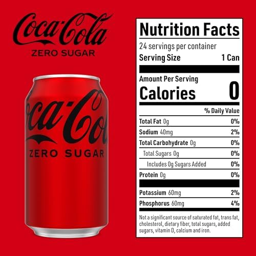 Coke Zero Sugar Cola Soda, 12 oz, 24 Pack (Package May Vary)