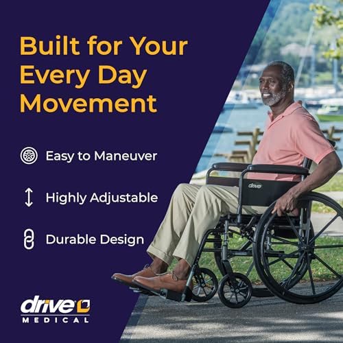 Drive Medical Cruiser III Lightweight Wheelchair - Enhanced Mobility Support - Adjustable Seat & Arm Options - Durable Carbon Steel Construction - Smooth-Rolling Mag Wheels - 20 Inch Seat