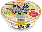 [SAPPORO ICHIBAN] Tonkotsu Ramen Bowl (Donburi) Noodles, No. 1 Tasting Japanese Instant Cup Noodles (2.94 oz x 12 Bowls) (Tonkotsu)