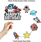7PCS Astronaut Happy Birthday Cake Topper-There are planet spaceships suitable as decorations for outer space themed parties, cosmic themed birthday party and baby showers for boy or girl.-SugarGera