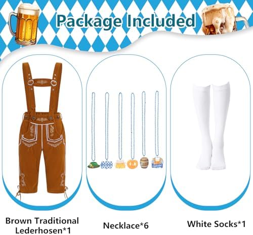 Mens Oktoberfest Costume Outfits Adult Bavarian Funny Halloween Costumes Set for Beer Festival Party