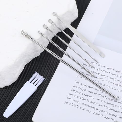 12 Pcs/2 Sets Ear Pick Earwax Removal Kit, Stainless Steel Ear Cleaning Tool Cleaner Curette Ears Wax Removal Kit Ears Scraper Set with Plastic Storage Box and Cleaning Brush for Adults (Sliver)