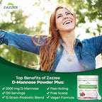Zazzee D-Mannose Powder Plus, 2000 mg, 120 Servings, Plus 5 Billion CFU Probiotics and Pure Cranberry Juice Extract, Certified Kosher, Free Scoop, 11.94 oz, Urinary Tract Support, Non-GMO