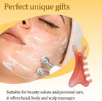Resin Massage Board Scalp Comb Face Shoulder Massager for Women Ladies Facial Eyes Meridians Massagers Body Relaxation Comb Neck Massage Scrubs Handheld Massager Manual Guasha Tool Pink