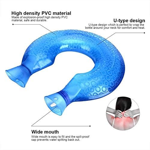 Hot Water Bottle, U Shaped PVC Explosion-Proof Hot Water Bottle Heating Pads Neck Shoulder Hand Warmer Heat Pack Hot Cold Therapy Pain Relief Neck Relaxing Warming Heating Wrap Pillow Hot Water Bag