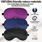 Sleep Mask, Silk Eye Mask for Sleeping with Adjustable Strap, Blindfold Eyeshade for Men & Women, Comfortable & Soft Eye Cover Eyeshade for Night Sleep (Black, Blue, Purple)