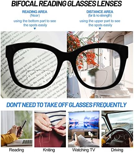 AEZUNI Oversized Bifocal Reading Glasses Women Big Frame Blue Light Readers 1.0 1.25 1.5 1.75 2.0 2.25 2.5 2.75 3.0 3.5