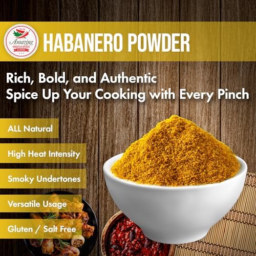 Habanero Pepper Ground 1LB (16oz) - Premium All Natural Chile Powder. No Additives. Hot & Spicy Rich Flavor By Amazing Chiles and Spices.