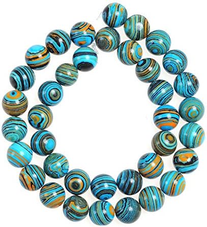 10MM Handmade Blue Malachite Beads for Jewelry Making Rainbow Beads for Bracelets Necklaces Round Loose Beads
