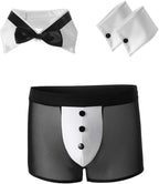 Mens Butler Lingerie Underwear Tuxedo Waiter Server Brief Costume Outfit