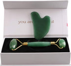 Jade Roller Facial Massager 100% Natural Jade Facial Rolling Stone and Gua Sha Scraping Tool Set Slimming Skin Therapy Slimming Tool