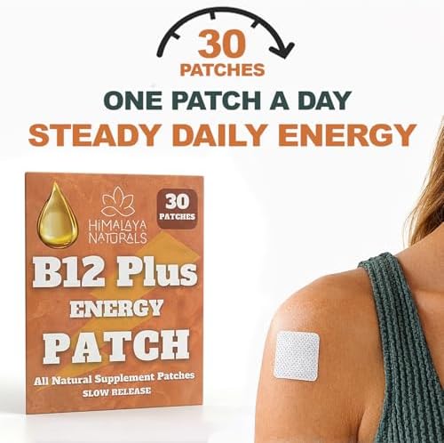 B12 Energy Patch – Methylcobalamin B12, Caffeine-Free, Pill-Free Patch for Daily Energy Support – 30-Day Supply