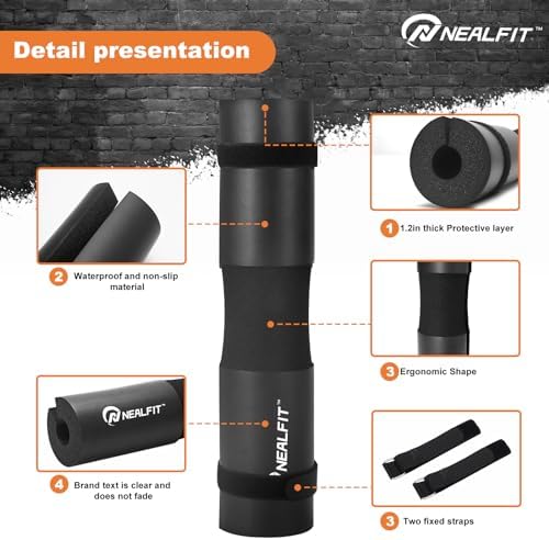 NEALFIT Barbell Pad Squat Pad for Squats—Squat Bar Pad—Great for Weightlifting,Lunges and Hip Thrusts—Foam Sponge Pad—Fit Standard and Olympic Bars Perfectly