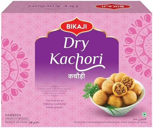 Bikaji Dry Kachori 400g | Crispy Indian Khasta Snack | Spicy Stuffed Mini Kachori | Traditional Rajasthani Namkeen | Ready-to-Eat Tea-Time Snack – 14.1 oz