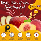 Umaya Premium Japanese Hard Candy 2 Pk - Apple Trio - Jonagold, Kiou, Fuji - Peach Trio - White, Yellow, Nectarine - 2.6oz Each with Snack Clip - Real Fruit Flavor Candies Product of Japan