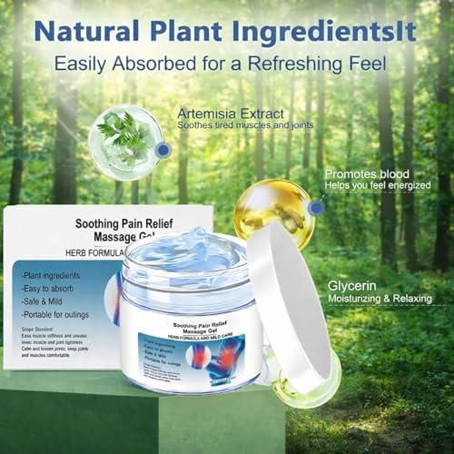Joint Relief Cream Natural Herbal Ointment, Soothing Pain Relief Massage Gel – Body Care with Natural Extracts for Back, Shoulder, Knee & Muscle Comfort, Non-Greasy 3.53 oz (2)