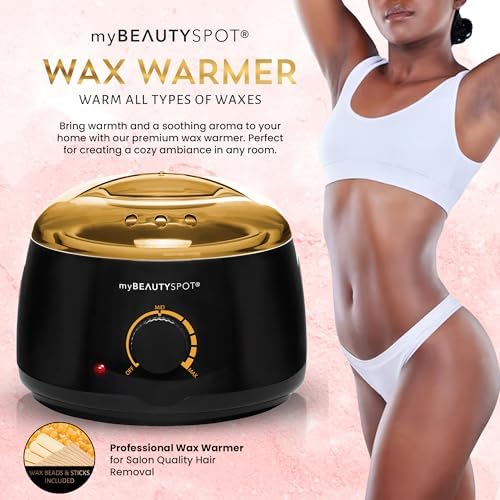 My Beauty Spot Wax Warmer for Hair Removal Kit – Wax Machine Kit for Women – At Home Hair Removal Wax Kit – Full Body Bikini Brazilian – Includes Wax Beads & Sticks