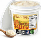 Farmer Bob's Beef Tallow for Cooking 15oz Jar 100% Pure Rendered Beef Fat for Cooking Frying & Grilling Keto, Paleo, Carnivore Diet Friendly USA Made High Smoke Point Zero Additives Soap Making