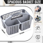 Haundry Plastic Shower Caddy Basket with 3 Compartments, Portable Divided Cleaning Supply Storage Organizer with Handle (Grey)