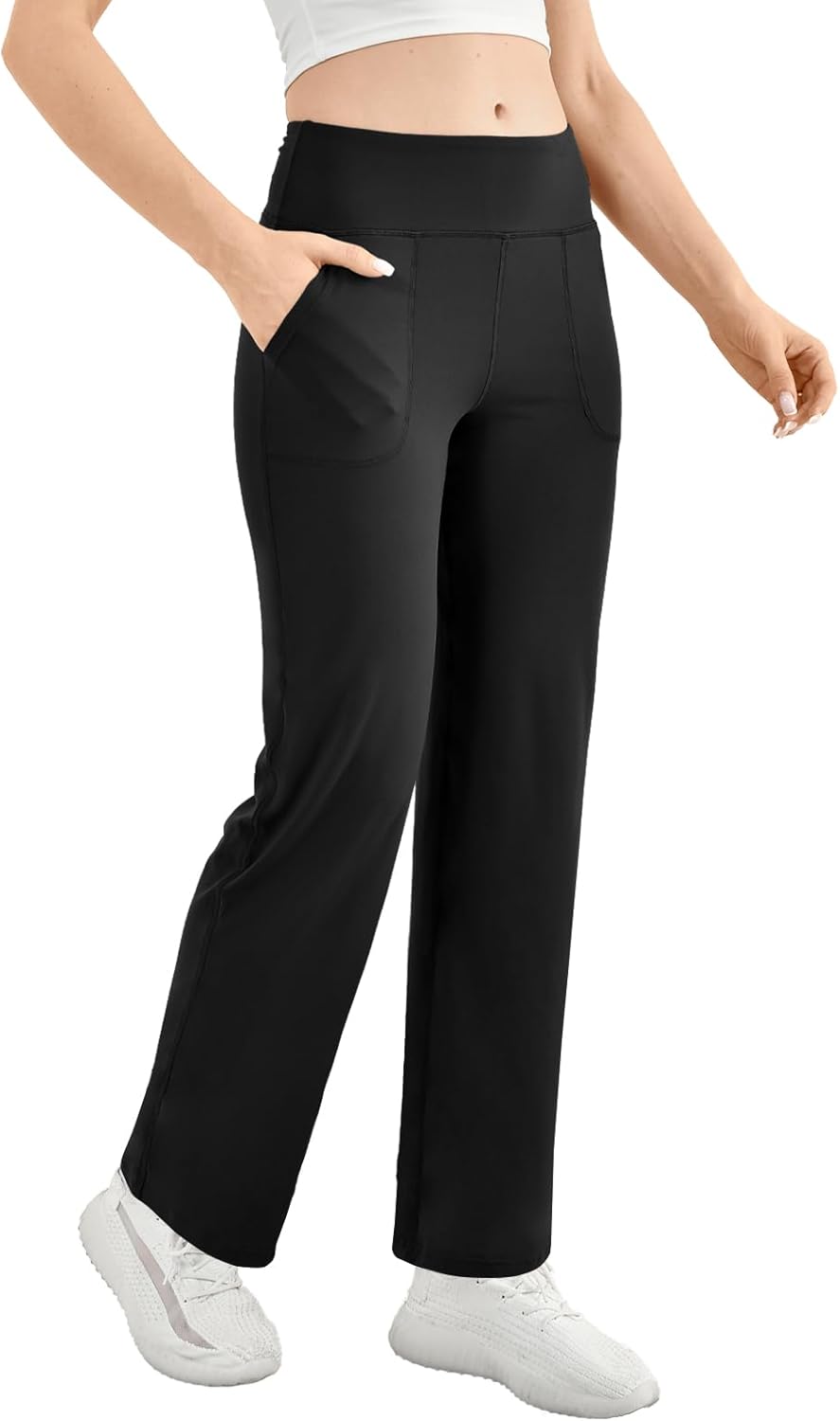 Walifrey Wide Leg Yoga Pants for Women, Loose Stretch Sweatpants with Pockets Casual Lounge