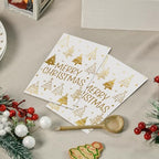 Horaldaily 100 Christmas Disposable Paper Decorative Guest Napkins, White Gold Foil Christmas Tree Cartoon Hand Towel for Party Lunch Dinner Kitchen Bathroom