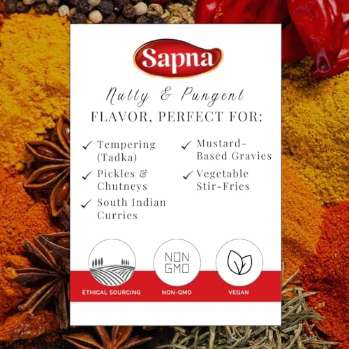 Sapna Black Mustard Seeds, 19.2 OZ, Premium Authentic Spice, All Natural