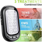 Dual Channel TENS EMS Unit 24 Modes 36 Levels, Upgraded Large Screen Intensity Muscle Stimulator for Back Neck Shoulder Pain Relief, Rechargeable Electric Pulse Massager TENS Machine with 10 Pads