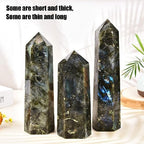Large Labradorite Crystal Tower Natural Healing Crystal Point Wand Obelisk 6 Faceted Reiki Chakra Meditation Therapy Home Decor Gift 2-2.5 LBS