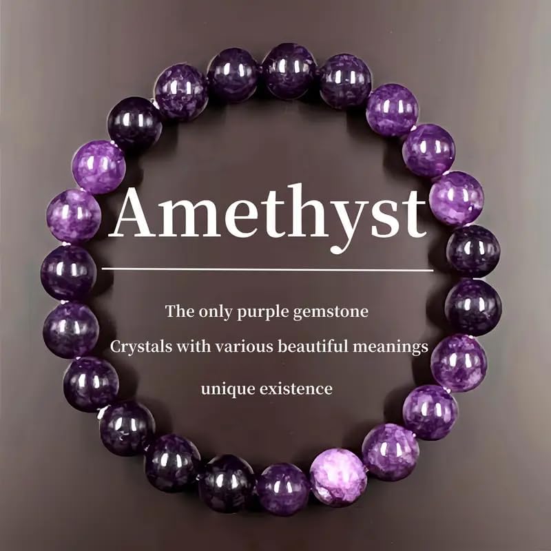 Amethyst Crystal Bracelet, Handcrafted Purple Gemstone Jewelry, Unisex Spiritual Healing Bracelet, Daily Wear Gift for Friends and Family