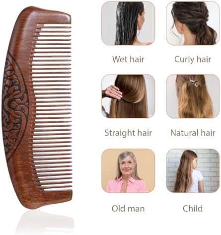 Small Wood Comb for Women Men Birthing Combs Wooden Pocket Hair Comb Fine Tooth Small Portable Wood Combs, Anti Static Carved