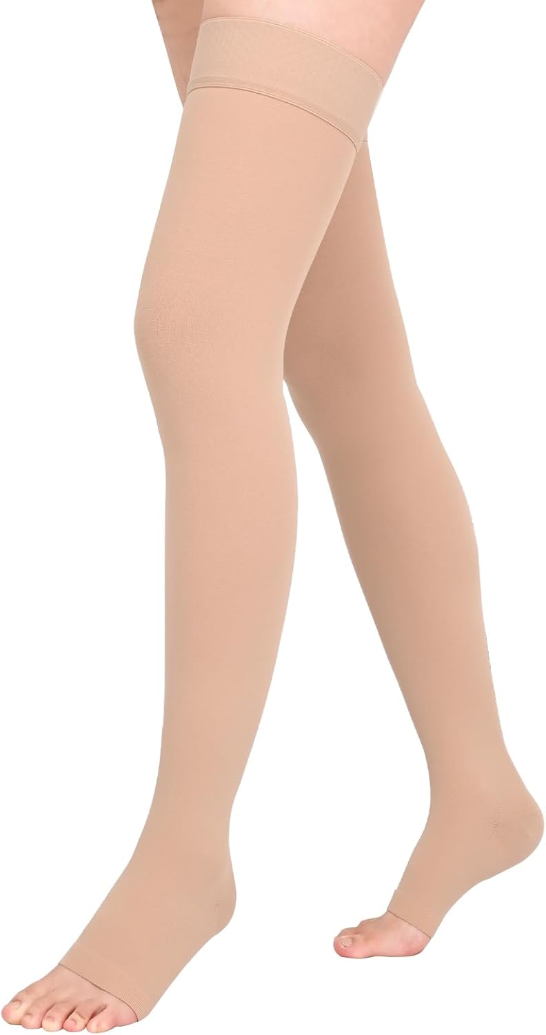 Athbavib 20-30mmHg Compression Stockings for Women and Men, Thigh High Closed Toe Medical Graduated Compression Socks, Best Support for Treatment Varicose Veins Swelling