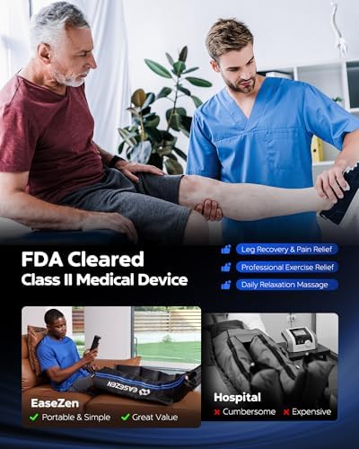 EaseZen Leg Compression Massager for Circulation and Pain Relief, Leg Recovery Compression System for Fast Recovery of Foot, Calf and Thigh, Relieve Edema, Reduce Muscle Fatigue