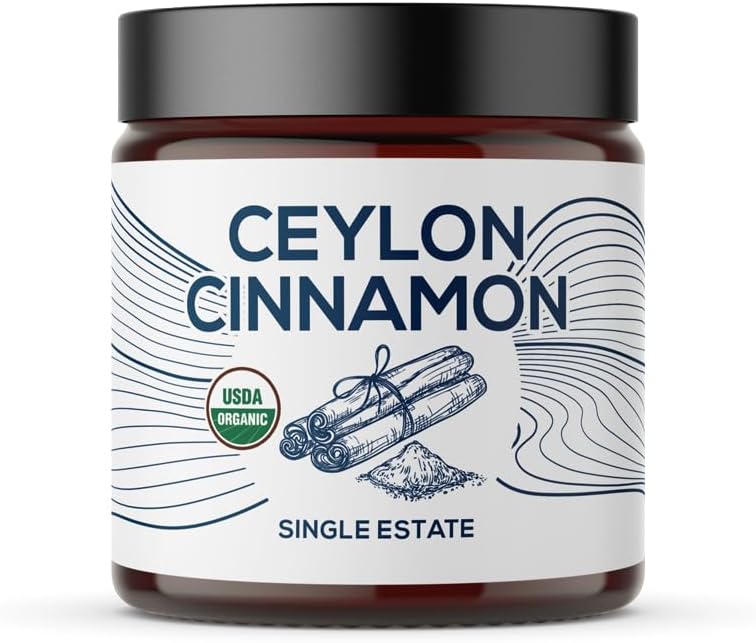 One Farm by WAAYB Organic Ceylon Cinnamon, Single Estate, Freshly Ground Premium Sri Lanka Cinnamon, Non-GMO, Fair-Trade & Gluten Free in Resealable Jar for Cooking, Smoothies, Lattes & Tea