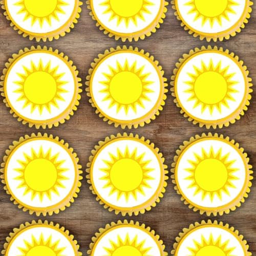 24 Sun Cake Topper, Edible Sunshine Baby Shower Decorations, First Trip Around The Sun Cake Topper, Sunshine Decorations, Sun Cupcake Toppers, Sunshine Cupcake Toppers, Space Cake Topper (UNCUT)
